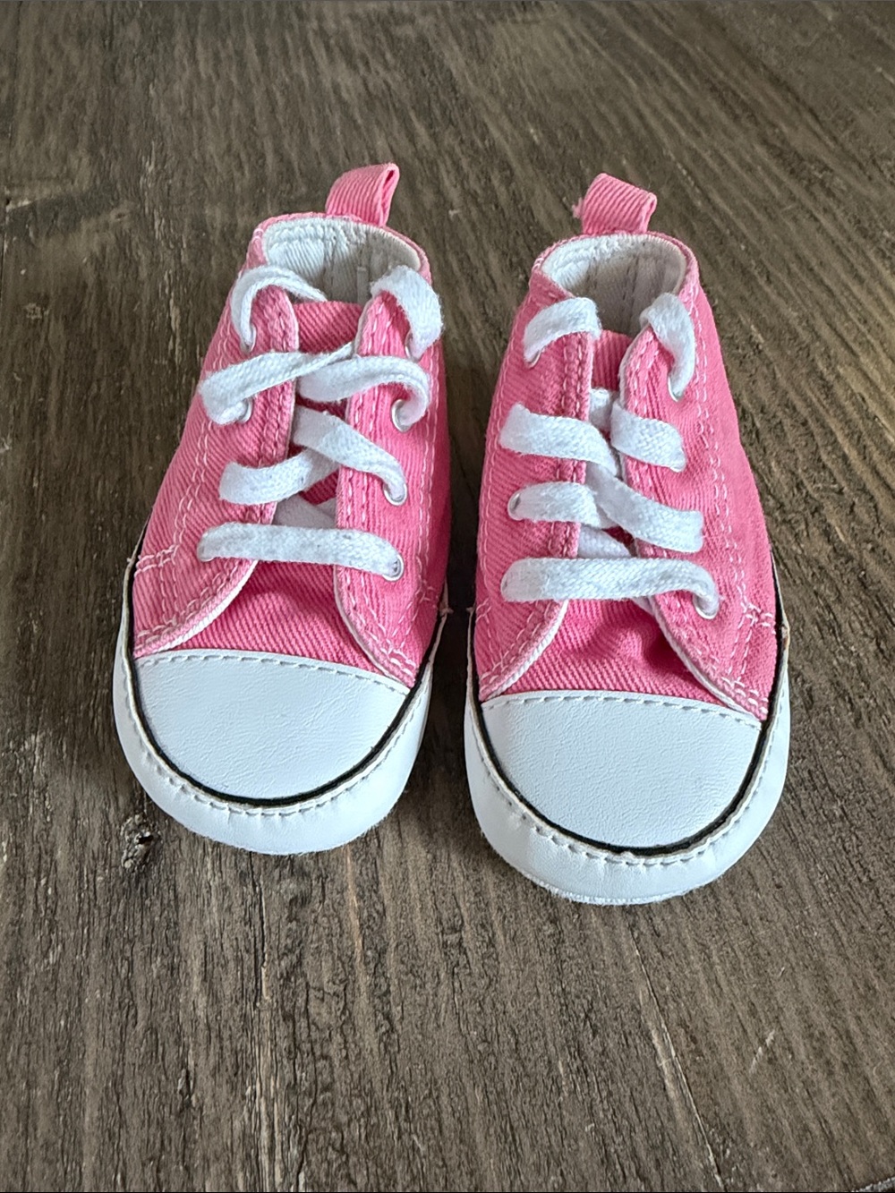 Converse Kids Pink Canvas Lace-Up Sneakers with White Toecap and Laces